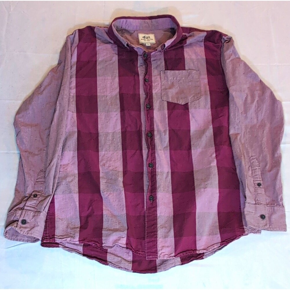 Ecko Unltd. Shirt Mens L Purple  Plaid Woven Point Collar Long Sleeve